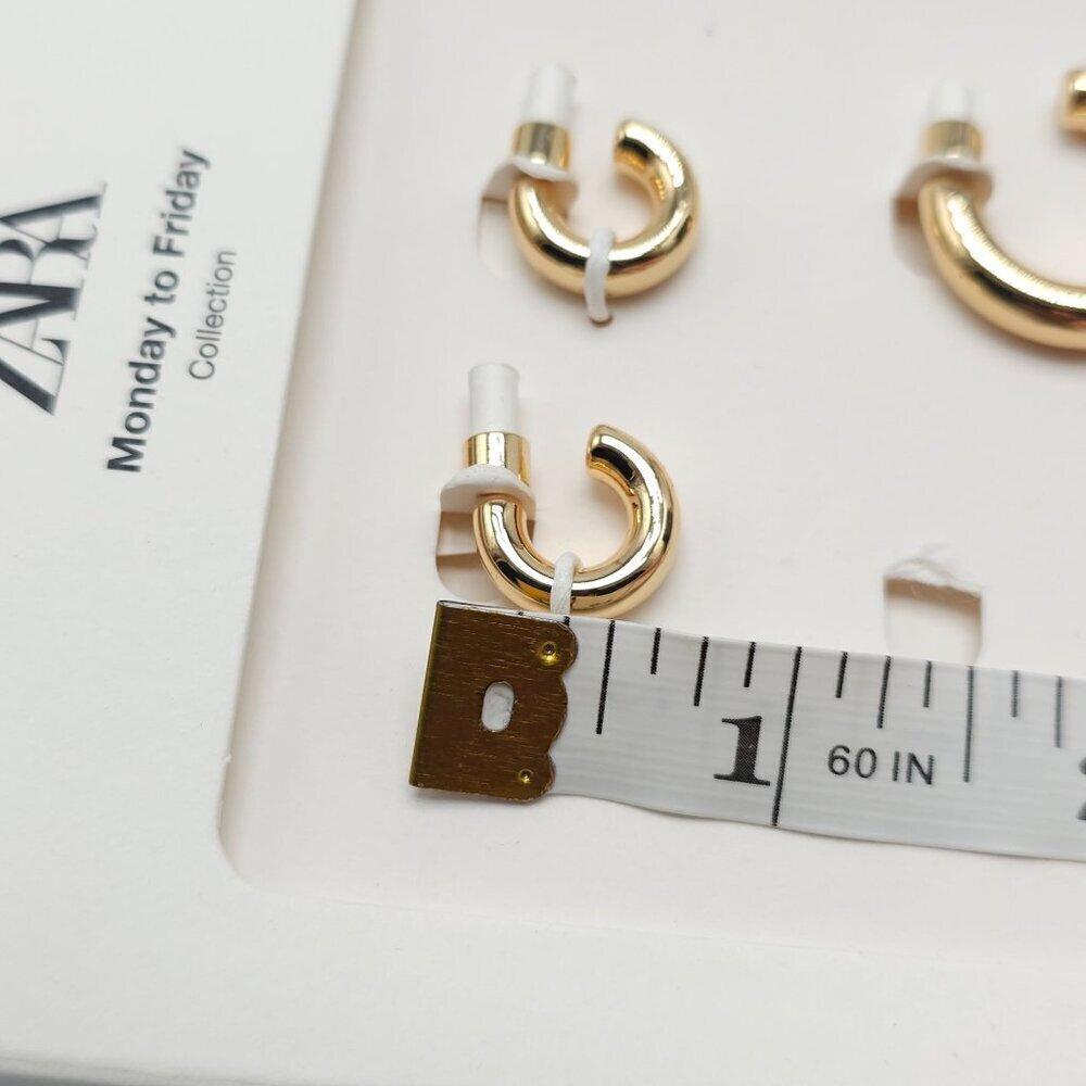 Zara Monday To Friday Collection Gold Tone Hoop Earring Set READ ME - Picture 7 of 7
